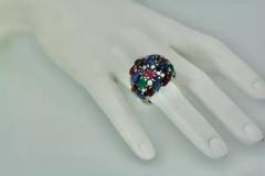 Huge Tutti Frutti 18K Ring Emeralds Rubies Sapphires and Diamonds - 3455205