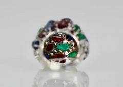 Huge Tutti Frutti 18K Ring Emeralds Rubies Sapphires and Diamonds - 3455211