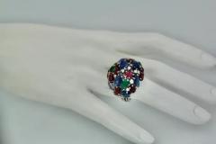 Huge Tutti Frutti 18K Ring Emeralds Rubies Sapphires and Diamonds - 3455214