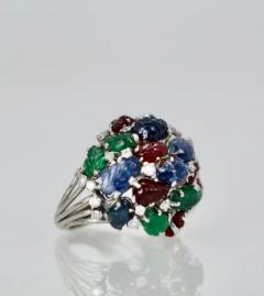 Huge Tutti Frutti 18K Ring Emeralds Rubies Sapphires and Diamonds - 3455217