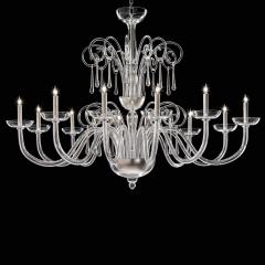 Huge Venetian Elegant Transparent Curls Murano Glass Chandelier - 4566953