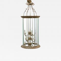 Huge Vintage Hollywood Regency Gilt Brass Glass Lantern Chandelier - 2261295