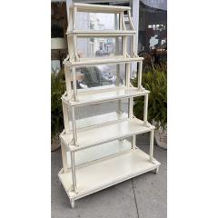 Huge White Hollywood Regency Style Mirror Back Etagere Charlotte Moss - 3843598