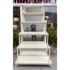 Huge White Hollywood Regency Style Mirror Back Etagere Charlotte Moss - 3843601