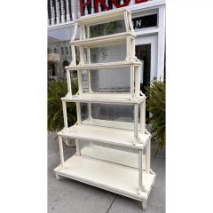 Huge White Hollywood Regency Style Mirror Back Etagere Charlotte Moss - 3843627