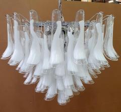 Huge White Tulip Petals Murano Chandelier or Ceiling Light - 3459403