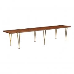 Hugh Acton Hugh Acton Slat Bench Oiled Walnut and Brass 1960 Hand Signed by Acton - 3858053