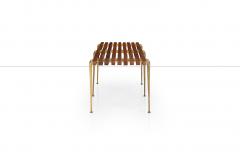 Hugh Acton Hugh Acton Slat Bench Oiled Walnut and Brass 1960 Hand Signed by Acton - 3858054