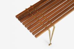 Hugh Acton Hugh Acton Slat Bench Oiled Walnut and Brass 1960 Hand Signed by Acton - 3858058