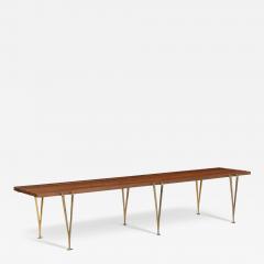 Hugh Acton Hugh Acton Slat Bench Oiled Walnut and Brass 1960 Hand Signed by Acton - 3860015