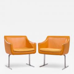 Hugh Acton Hugh Acton for Vecta Mid Century Chrome Lounge Chairs Pair - 4236403