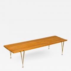 Hugh Acton Walnut Slat Bench with Cast Brass Legs by Hugh Acton USA 1950s - 876984