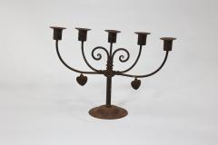 Hugo Berger Goberg Germany Hugo Berger Arts Crafts Five Branch Handmade Iron Candelabra - 4188205