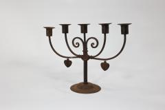 Hugo Berger Goberg Germany Hugo Berger Arts Crafts Five Branch Handmade Iron Candelabra - 4188209