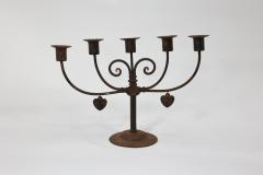 Hugo Berger Goberg Germany Hugo Berger Arts Crafts Five Branch Handmade Iron Candelabra - 4188210