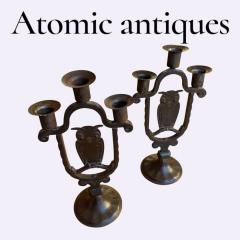 Hugo Berger Pair of Art and Craft candle holders by Goberg - 4813506