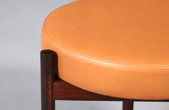 Hugo Frandsen Danish Modern Rosewood Cognac Leather Stools by Hugo Frandsen - 4589922