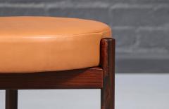 Hugo Frandsen Danish Modern Rosewood Cognac Leather Stools by Hugo Frandsen - 4589923