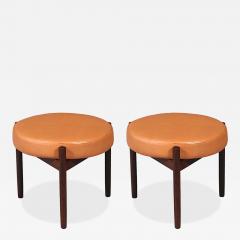 Hugo Frandsen Danish Modern Rosewood Cognac Leather Stools by Hugo Frandsen - 4590107
