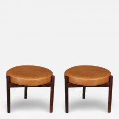 Hugo Frandsen Hugo Frandsen Rosewood Cognac Leather Stools - 4097599