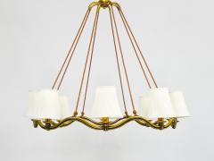Hugo Gorge Hugo Gorge Large 48 Viennese Modernism Curved Brass Wave Chandelier 1940s - 4541579