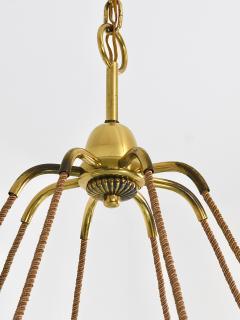 Hugo Gorge Hugo Gorge Large 48 Viennese Modernism Curved Brass Wave Chandelier 1940s - 4541580
