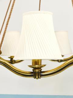 Hugo Gorge Hugo Gorge Large 48 Viennese Modernism Curved Brass Wave Chandelier 1940s - 4541582