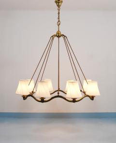 Hugo Gorge Hugo Gorge Large 48 Viennese Modernism Curved Brass Wave Chandelier 1940s - 4541585