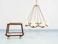 Hugo Gorge Hugo Gorge Large 48 Viennese Modernism Curved Brass Wave Chandelier 1940s - 4541586