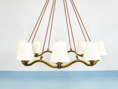 Hugo Gorge Hugo Gorge Large 48 Viennese Modernism Curved Brass Wave Chandelier 1940s - 4541589