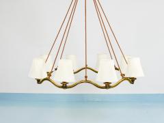 Hugo Gorge Hugo Gorge Large 48 Viennese Modernism Curved Brass Wave Chandelier 1940s - 4541590