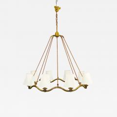 Hugo Gorge Hugo Gorge Large 48 Viennese Modernism Curved Brass Wave Chandelier 1940s - 4544422