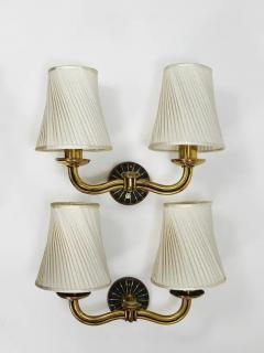 Hugo Gorge Hugo Gorge Pair Viennese Modernism Brass Sconces Wall Lights Austria 1940s - 4067404