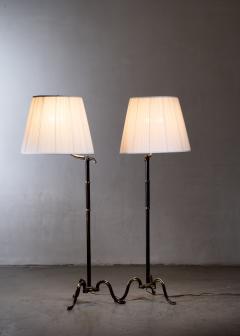 Hugo Gorge Hugo Gorge pair of brass and leather floor lamps Austria - 2231966