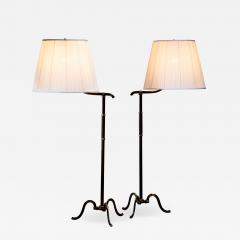 Hugo Gorge Hugo Gorge pair of brass and leather floor lamps Austria - 2234372