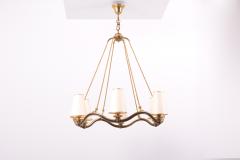 Hugo Gorge Large Art Deco Brass Wave Ring Chandelier by Hugo Gorge Austria 1930s - 1516871