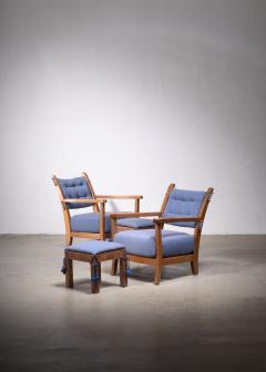 Hugo Gorge Pair of Hugo Gorge Bully chairs with matching ottomans - 1896322