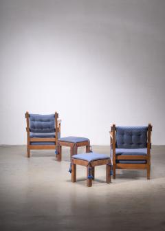 Hugo Gorge Pair of Hugo Gorge Bully chairs with matching ottomans - 1896326