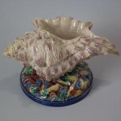 Hugo Lonitz Majolica Conch Shell Spoon Warmer - 1908838