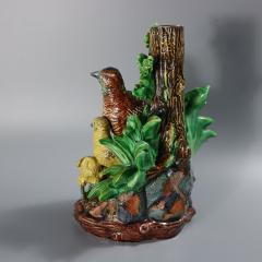 Hugo Lonitz Majolica Partridge and Chicks Candelabra Base - 4638630