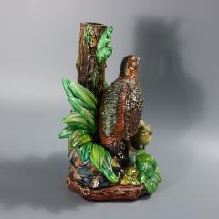 Hugo Lonitz Majolica Partridge and Chicks Candelabra Base - 4638633