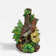 Hugo Lonitz Majolica Partridge and Chicks Candelabra Base - 4640741