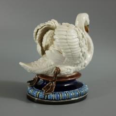 Hugo Lonitz Majolica Swan Figure - 2617606