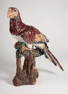 Hugo Lonitz Rare Pair of Majolica Parrots late 19th c  - 4607607