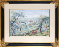 Hugues Claude Pissarro French Landscape with Horses and Ladies - 3941153