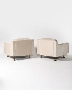 Hugues Steiner New Upholstery and Brass Armchairs by Hugues Steiner France c 1965 - 4207124