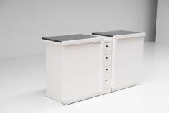 Huib Hoste Modernist White Case Piece With Black Marble Top Huib Hoste Style 1950s - 984628