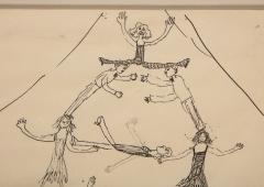 Humorous Pen Ink Sketch of Acrobats - 1658831