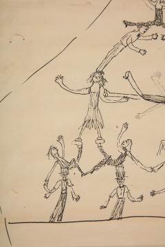 Humorous Pen Ink Sketch of Acrobats - 1658834