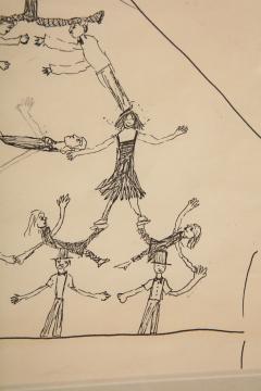 Humorous Pen Ink Sketch of Acrobats - 1658835